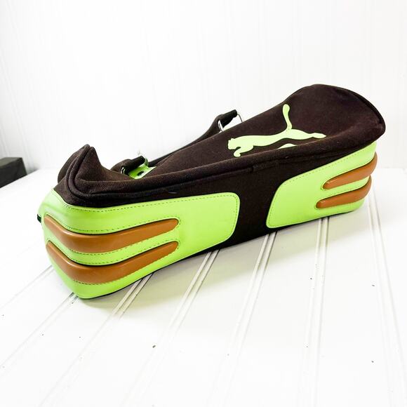 PUMA Weekend Bag Dark Brown & Green Puma Purse With Tags Barrel Bag NWT - Picture 7 of 10